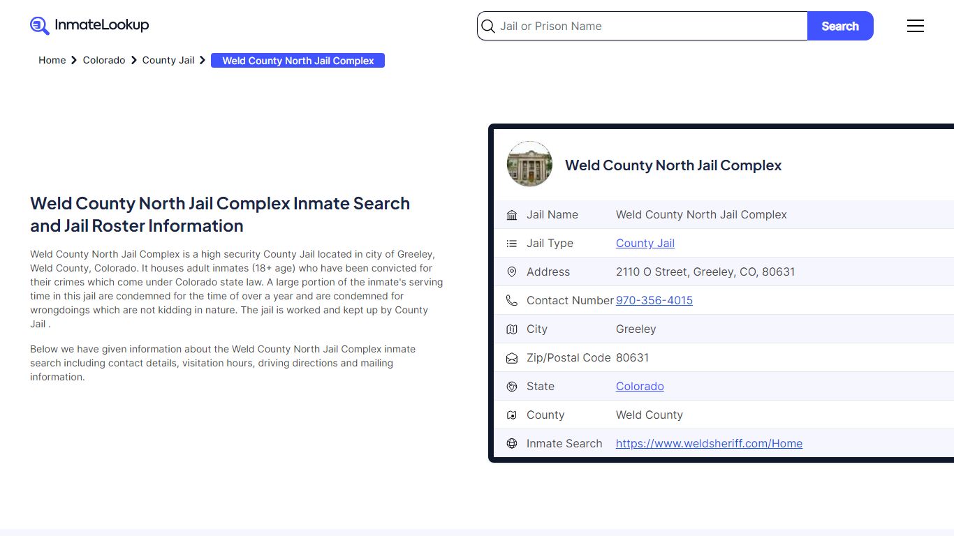 Weld County North Jail Complex (CO) Inmate Search Colorado - Inmate Lookup